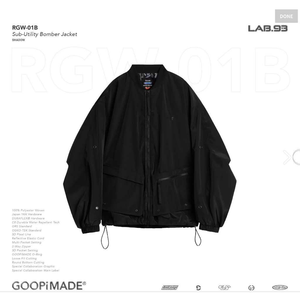 Goopi “RGW-01B” Sub-Utility Bomber Jacket