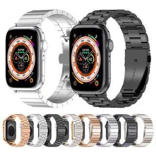 Apple Watch 12 11 10 三珠 竹節錶帶 金屬 9 8 7 Ultra 44 42 45 46 49mm