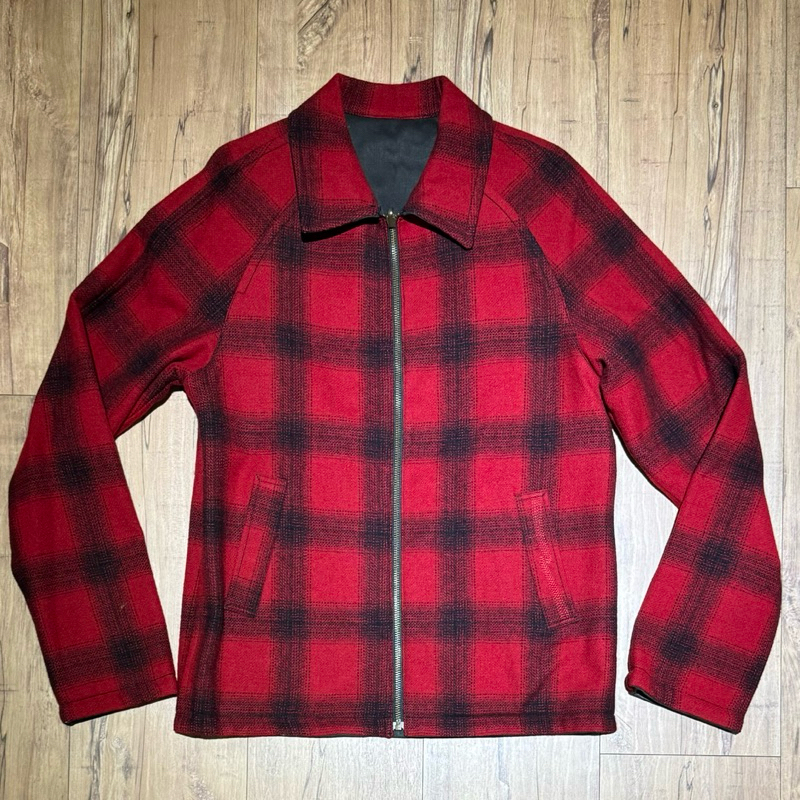Nudie Jeans 日線紅黑格紋羊毛料 雙面穿外套 KALLE