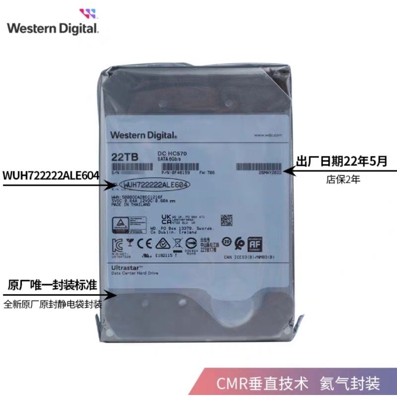 WD 企業碟HC570 22TB 靜電袋未拆 店保2年 限量優惠