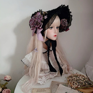 預購*暗黑哥德華麗花朵蕾絲扁帽 bnt 禮帽 草帽 萬聖節 禮服 婚紗 lolita 蘿莉塔 vintage 帽子