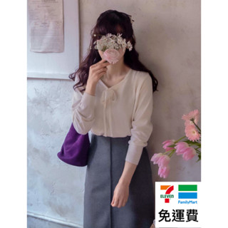 DREAM COLOR KR 一件免運 韓國代購 正韓女裝 優雅氛圍領口綁帶柔軟彈性針織上衣 0201