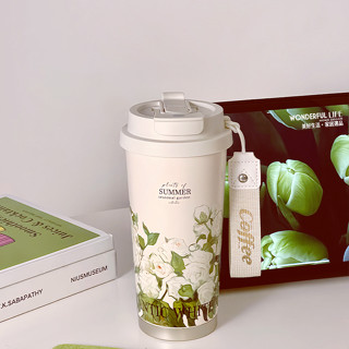 〖新品上架〗 花卉系列雙飲口隨行保溫杯 500ml不鏽鋼杯 保溫杯 飲料杯 咖啡杯 隨身杯 禮物 生日禮物