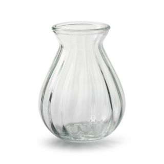 荷蘭Jodeco Glass玻璃花器/ Gert 寬口水滴狀直紋/ 透明/ 高14 cm eslite誠品