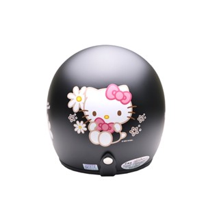 EVO 安全帽 CA-309 HELLO KITTY 小花KT 消光黑 半罩 半拆洗 卡通圖案 正版授權