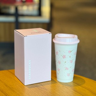 Starbucks官方正品！星巴克杯子櫻花春綻473ml 粉白清新浪漫攜可迴圈塑膠隨行杯咖啡杯果汁珍奶茶奶昔茶水杯