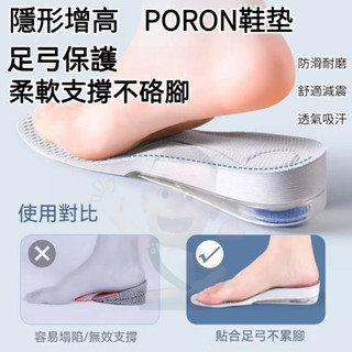 ✨✨內增高鞋墊 矽膠鞋墊 支撐鞋墊 Poron氣墊 氣墊鞋墊 久站鞋墊 不纍腳不塌陷 減震鞋墊 運動鞋墊