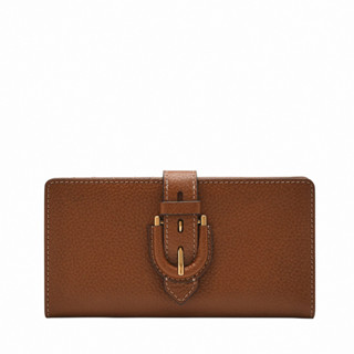 FOSSIL Harwell 真皮馬鞍釦中長夾-咖啡色 SL10032200