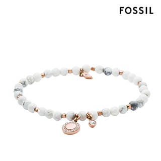 【FOSSIL 官方旗艦館】白紋石玫瑰金串珠手鍊 JA6934791