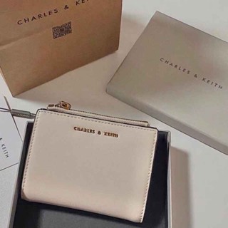 新加坡代購包包小ck皮夾 折疊拉鍊短夾CHARLES&KEITH專櫃購買拉鏈零錢包 多卡位卡夾 素色薄款中夾 純色錢包