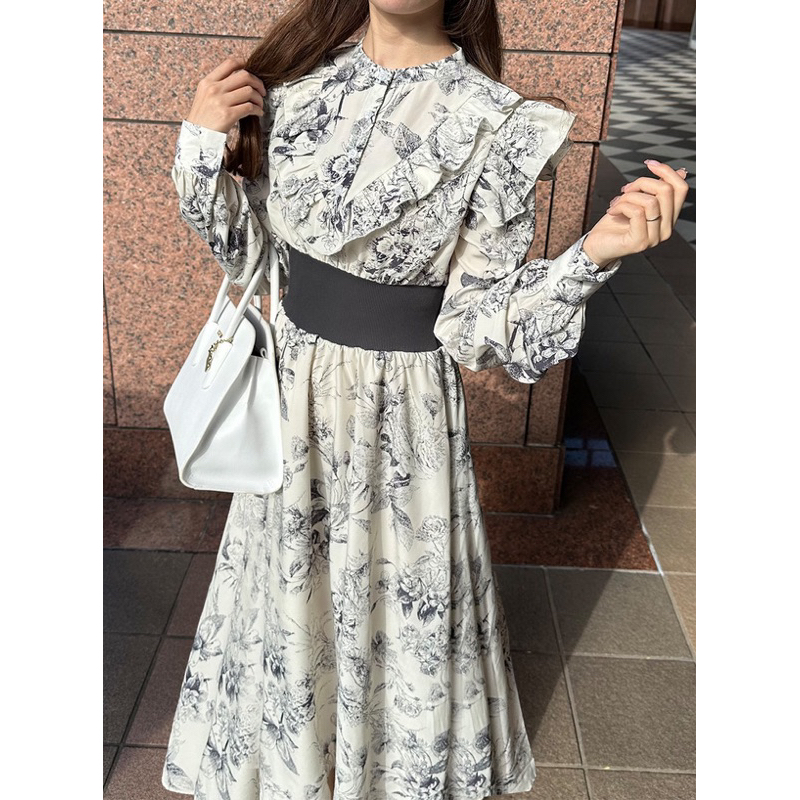 🧚‍♀️日本GRL 甜美氣質花卉荷葉邊領洋裝🧚‍♀️
