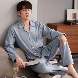 ♈居家潮流睡衣♉ 可外穿睡衣高階居家服開衫韓帥氣居家服大碼睡衣純棉男士睡衣春秋款長袖睡衣時尚居家服休閒居家服情侶睡衣