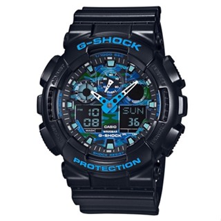 【casio】g-shock 藍迷彩大錶徑雙顯運動休閒錶 ga-100cb-1a 臺灣卡西歐公司貨 保固一年