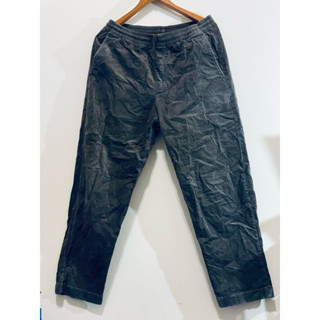 Uniqlo 長褲 燈芯絨 九分褲 寬褲 墨綠 M 工裝