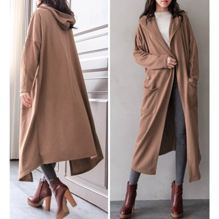「M~XL。臺灣現貨」4色 雙口袋 連帽長版外套 (O1028)