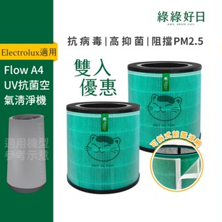 適用伊萊克斯 Flow A4 FA41-403 極適家居500 EP53-48 抗菌HEPA濾網 雙入優惠組 綠綠好日