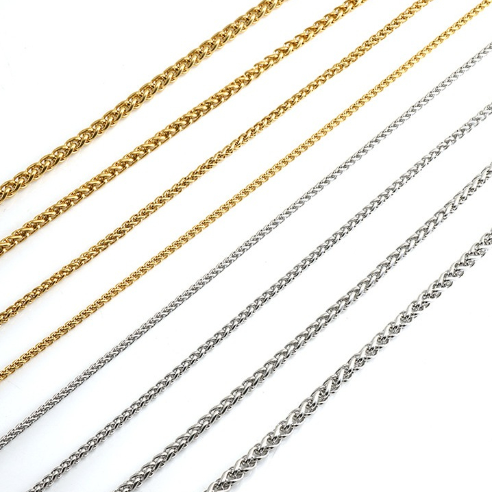 316鋼 仿24K金 金色銀色 4mm 5mm 6mm麻花馬鞭黃金項鍊 不退色 不怕水 台灣現貨 蛇骨鍊 短項鍊 V型