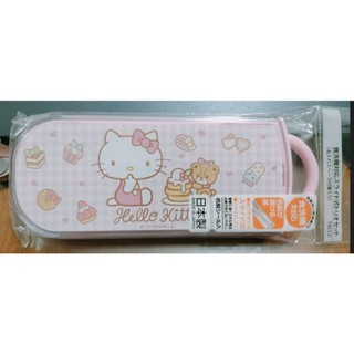全新 日本製 Sanrio Skater Kitty 凱蒂貓 兒童用三件式餐具組 環保筷子+湯匙+叉子抗菌