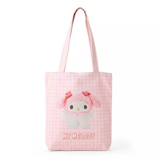 三麗鷗 sanrio 💕美樂蒂 帆布袋 手提袋 托特包 側背袋 粉紅格子 美樂蒂 My Melody 補習袋