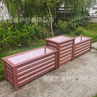 【限時免運 園藝必備】廠家批髮戶外pvc花箱外擺組閤道路花墰公園長條花槽塑膠花盆仿木