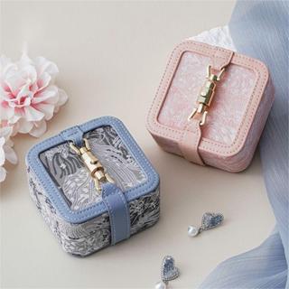 精緻刺繡花紋金屬插鎖飾品盒 首飾收納盒 復古提花飾品盒 珠寶盒 隨身飾品盒 旅行收納盒 項鍊戒指收納盒