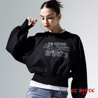 BLUE WAY ET BOiTE 箱子 - 女款 拉克蘭美式LOGO短版長TEE(黑)