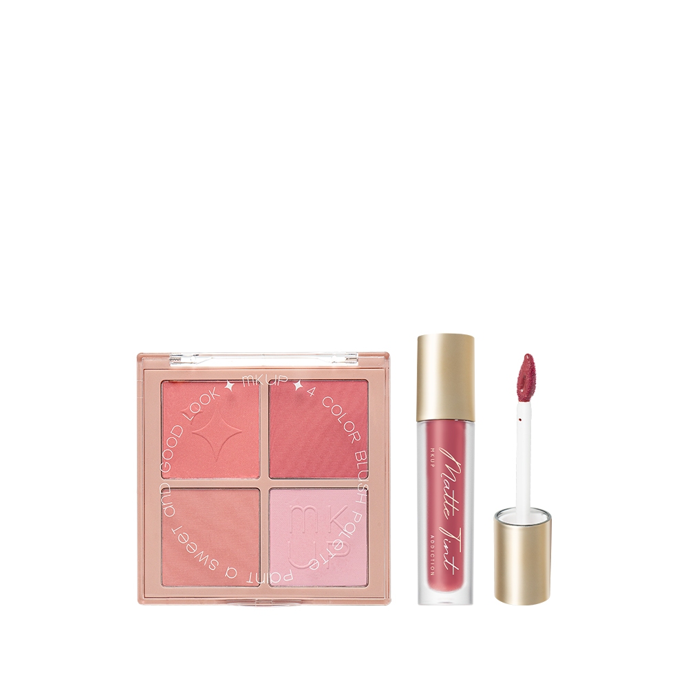 MKUP 美咖【新品上市】白裡透紅四色腮紅盤+水裸霧面唇釉｜MKUP美咖官方旗艦館