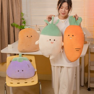 FAT CAT 日韓系精品☆卡通蔬菜絨毛玩具布娃娃土豆睡覺抱枕茄子沙發靠墊胡蘿蔔兒童玩偶生日交換禮物活動禮品☆批價$35
