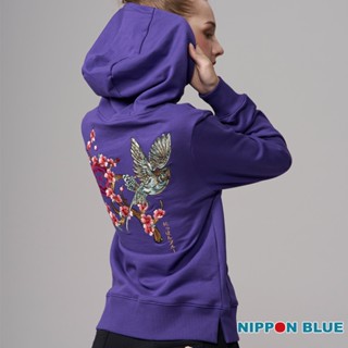 BLUE WAY 日本藍 - 女款 金標青鳥傳信連帽長TEE(紫)
