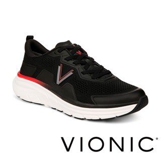 【VIONIC 法歐尼】MWalkMax麥克斯 男款輕盈中底回彈技術流線時尚緩衝支撐穩定運動鞋(黑白/深灰)