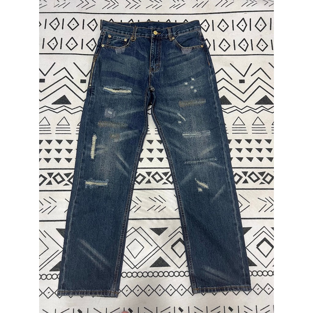 Fenom藤原浩C4閃電風格赤耳丹寧直筒寬鬆15oz重磅厚料水洗牛仔褲(非Levis/Lee/EDWIN/DIESEL)