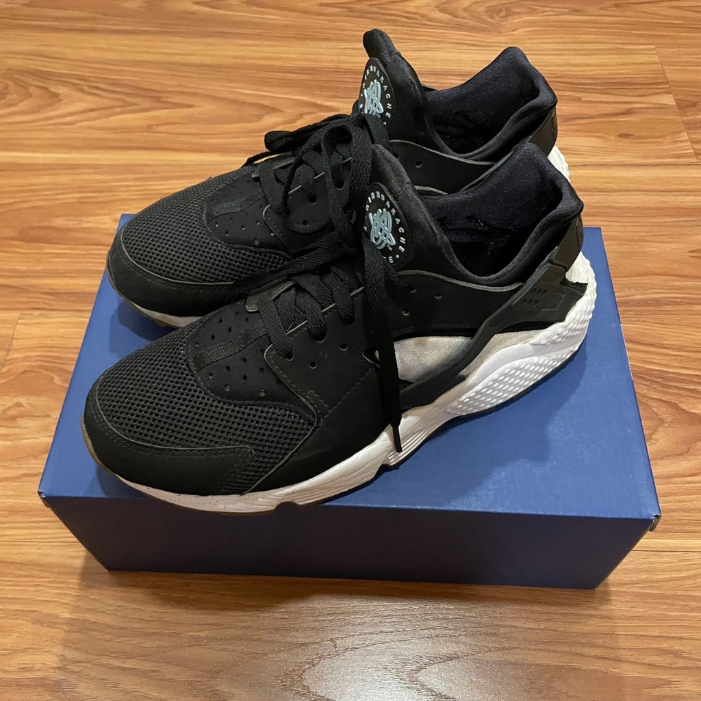Nike Air Huarache Run 黑 天空藍 冰底 318429-029 US10 二手 無鞋盒
