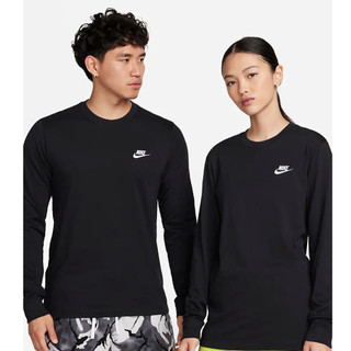 NIKE AS M NSW CLUB TEE - LS 男女款 長袖 上衣 棉質 針織 黑AR5194-010 白100