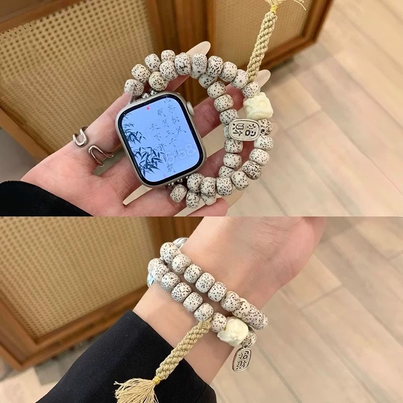 星月菩提手串錶帶 文玩手串Apple watch錶帶 男女通用款 iwatch錶帶 蘋果錶帶 情侶錶帶 S9錶帶 可盤