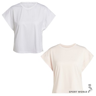 Adidas 短袖上衣 女裝 瑜珈 排汗 白/粉【運動世界】IS2978/IS2979