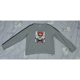 二手衣 衣服 女生 上衣 長袖 秋天 秋季 冬天 冬季 熊熊 卡通 動物 可愛 灰色 珠珠 圓珠 韓國