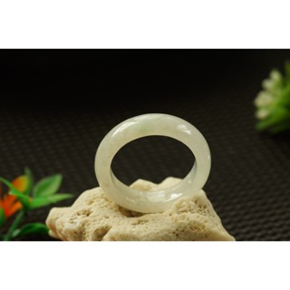 熱賣U654玉戒指❀ 19# 翡翠玉天然A貨水潤白底寬版戒圈指環戒子【緬甸玉翠軒】玉首飾品 男女款式