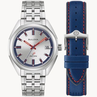 【BULOVA 寶路華】1973 Jet Star 'F' 經典白麵盤高振頻男錶-贈錶帶96K112 40mm 現代鐘錶