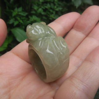 Coco緬甸玉 招財貔貅戒指 手工雕刻 內徑：1.96cm 國際戒圍：17號 翡翠a貨附證書 現貨在臺北市