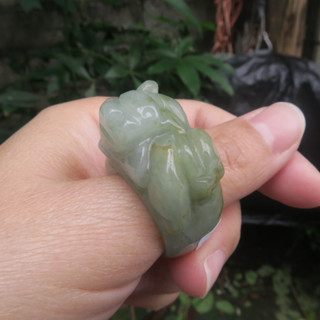 Coco緬甸玉 招財貔貅戒指 內徑：2.07cm 國際戒圍19號 翡翠a貨附證書 現貨在臺北市