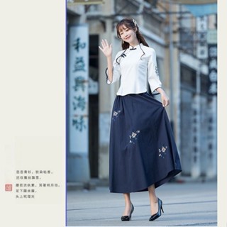 五四青年學生裝漢服改良旗袍上衣 民國風復古 高中生合唱朗誦團體服班服 新中式民族學院初中生大碼班服套裝