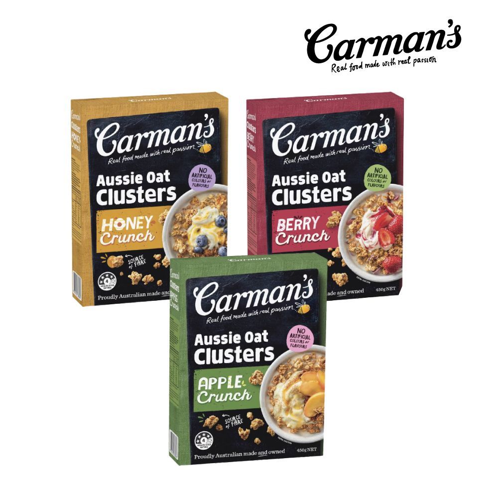 澳洲Carman's 康麥滋｜新款脆穀塊(450g)_草莓莓果/蜂蜜/甜蜜蘋果