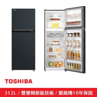【TOSHIBA 東芝】 312公升一級能效雙門變頻冰箱GR-RT312WE-PMT(52E)原廠直營旗艦館