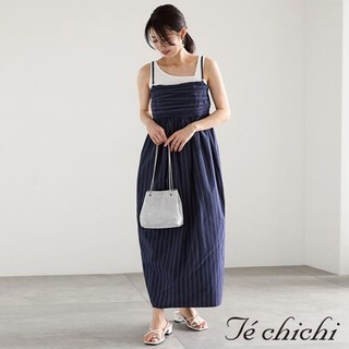Te chichi 條紋胸線分層平口吊帶洋裝(FC43L0H0380)