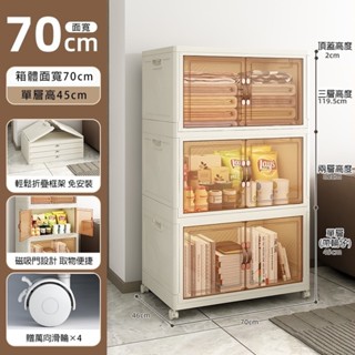 超巨無霸 70面寬 折疊收納箱 五開門收納櫃 萬向輪 三層收納箱 大容量 收納櫃 摺疊收納箱 收納架 置物箱 衣物收納箱