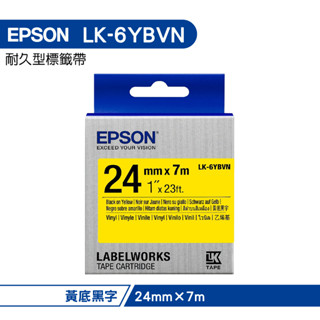 EPSON LK-6YBVN 標籤帶 產業用耐久型 24mm 黃底黑字