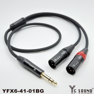 手工 編織線 6.3mm TRS 轉 XLR母 XLR公 雙頭 Y型線 一分二 一轉二 轉接線 音頻線 分線