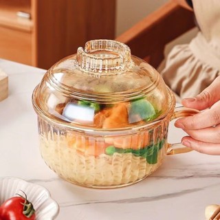 【小慕KOGURE】帶蓋泡麵碗 微波爐可加熱湯麵碗 沙拉碗 大容量玻璃碗 家用麵碗