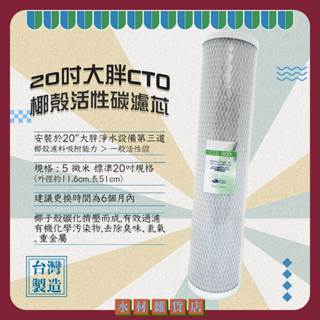 【水材雜貨店】20吋大胖椰殼活性碳CTO濾心 濾水器 淨水器 水族館 軟水器 水塔過濾器 臺灣製造
