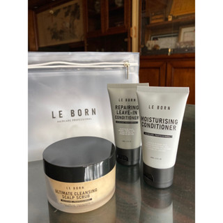 全新/ LE BORN旅行組/ 海鹽頭皮淨化霜+復活重建精華+保濕潤髮乳